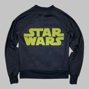 Star Wars Men’s Medium Jacket Black Mesh Full Zip Logo Graphic Athletic Top